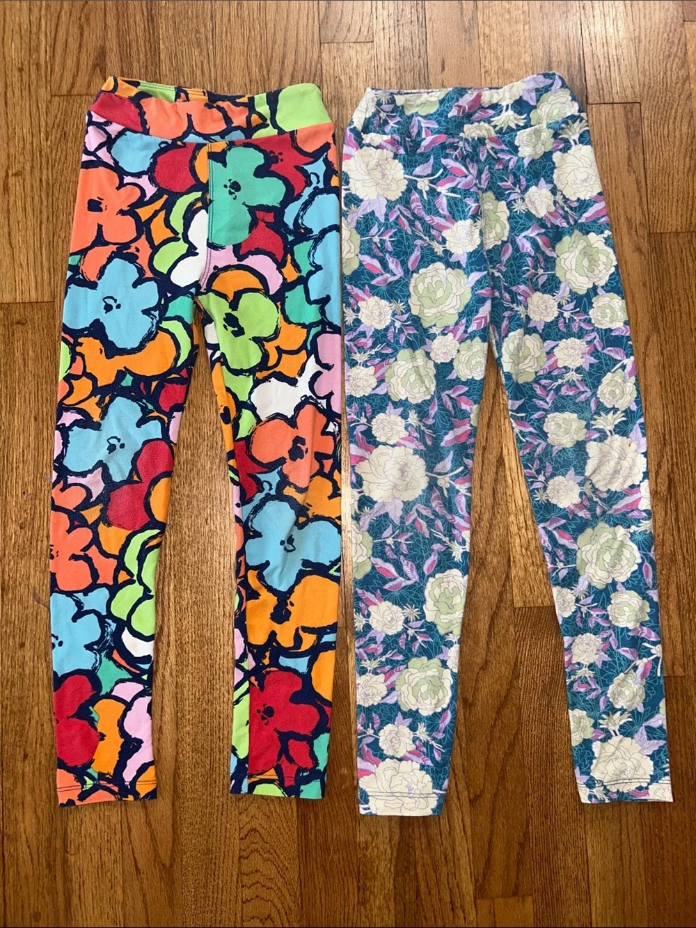 Girls Lularoe Floral Print Leggings - Bright Multicolor size Large/ XL